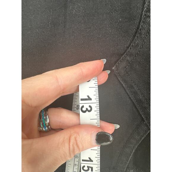 American Eagle Skirt Womens 4 Black Denim Mini Distressed Button Fly Pockets - Picture 7 of 8